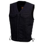 Milwaukee Leather MDM3013 Men’s ‘Brute’ Concealed Snap Black Denim V-Neck Side Lace Club Style Vest w/Hidden Zipper - Image 10