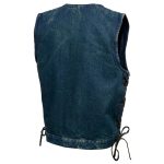 Milwaukee Leather MDM3013 Men’s ‘Brute’ Concealed Snap Blue Denim V-Neck Side Lace Club Style Vest w/Hidden Zipper - Image 9