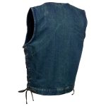 Milwaukee Leather MDM3013 Men’s ‘Brute’ Concealed Snap Blue Denim V-Neck Side Lace Club Style Vest w/Hidden Zipper - Image 8