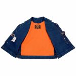 Milwaukee Leather MDM3013 Men’s ‘Brute’ Concealed Snap Blue Denim V-Neck Side Lace Club Style Vest w/Hidden Zipper - Image 5