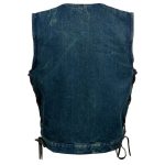 Milwaukee Leather MDM3013 Men’s ‘Brute’ Concealed Snap Blue Denim V-Neck Side Lace Club Style Vest w/Hidden Zipper - Image 7