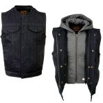 Milwaukee Leather MDM3015 Men’s ‘Rustic’ Black Denim Motorcycle Riding Vest with Hoodie - Image 5