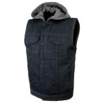 Milwaukee Leather MDM3015 Men’s ‘Rustic’ Black Denim Motorcycle Riding Vest with Hoodie - Image 12