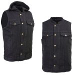 Milwaukee Leather MDM3020 Men’s Black Denim ‘5-in-1’ Club Style Vest with Removable Hoodie - Image 12