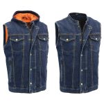 Milwaukee Leather MDM3020 Men’s Blue Denim ‘5-in-1’ Club Style Vest with Removable Hoodie - Image 11