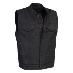 Milwaukee Leather MDM3025 Men’s Black Waxy Coated Denim Club Style Motorcycle Rider Vest w/ Shirt Collar w/ Shirt Collar - Image 12