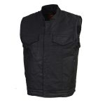Milwaukee Leather MDM3025 Men’s Black Waxy Coated Denim Club Style Motorcycle Rider Vest w/ Shirt Collar w/ Shirt Collar - Image 21