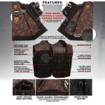 Milwaukee Leather MDM3037 Men’s Wrecker Club Vest – Black Denim & Leather, Diamond Quilt, Orange Stitch - Image 2