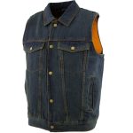Milwaukee Leather Men’s Outrider Blue Denim Motorcycle Rider Vest with Shirt Collar – MDM3080 - Image 7