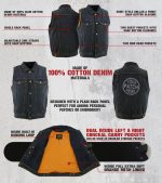 Milwaukee Leather Men’s Outrider Blue Denim Motorcycle Rider Vest with Shirt Collar – MDM3080 - Image 2