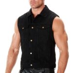 Milwaukee Leather Men’s Outrider Black Denim Motorcycle Rider Vest with Shirt Collar – MDM3081 - Image 6