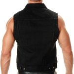 Milwaukee Leather Men’s Outrider Black Denim Motorcycle Rider Vest with Shirt Collar – MDM3081 - Image 4