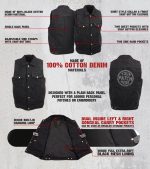 Milwaukee Leather Men’s Outrider Black Denim Motorcycle Rider Vest with Shirt Collar – MDM3081 - Image 2