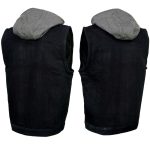 Milwaukee Leather Men’s Rustic Black Denim Motorcycle Riding Vest with Removable Hoodie – MDM3082 - Image 8