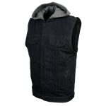 Milwaukee Leather Men’s Rustic Black Denim Motorcycle Riding Vest with Removable Hoodie – MDM3082 - Image 9