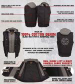 Milwaukee Leather Men’s Rustic Black Denim Motorcycle Riding Vest with Removable Hoodie – MDM3082 - Image 2
