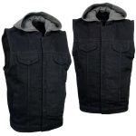 Milwaukee Leather Men’s Rustic Black Denim Motorcycle Riding Vest with Removable Hoodie – MDM3082 - Image 10