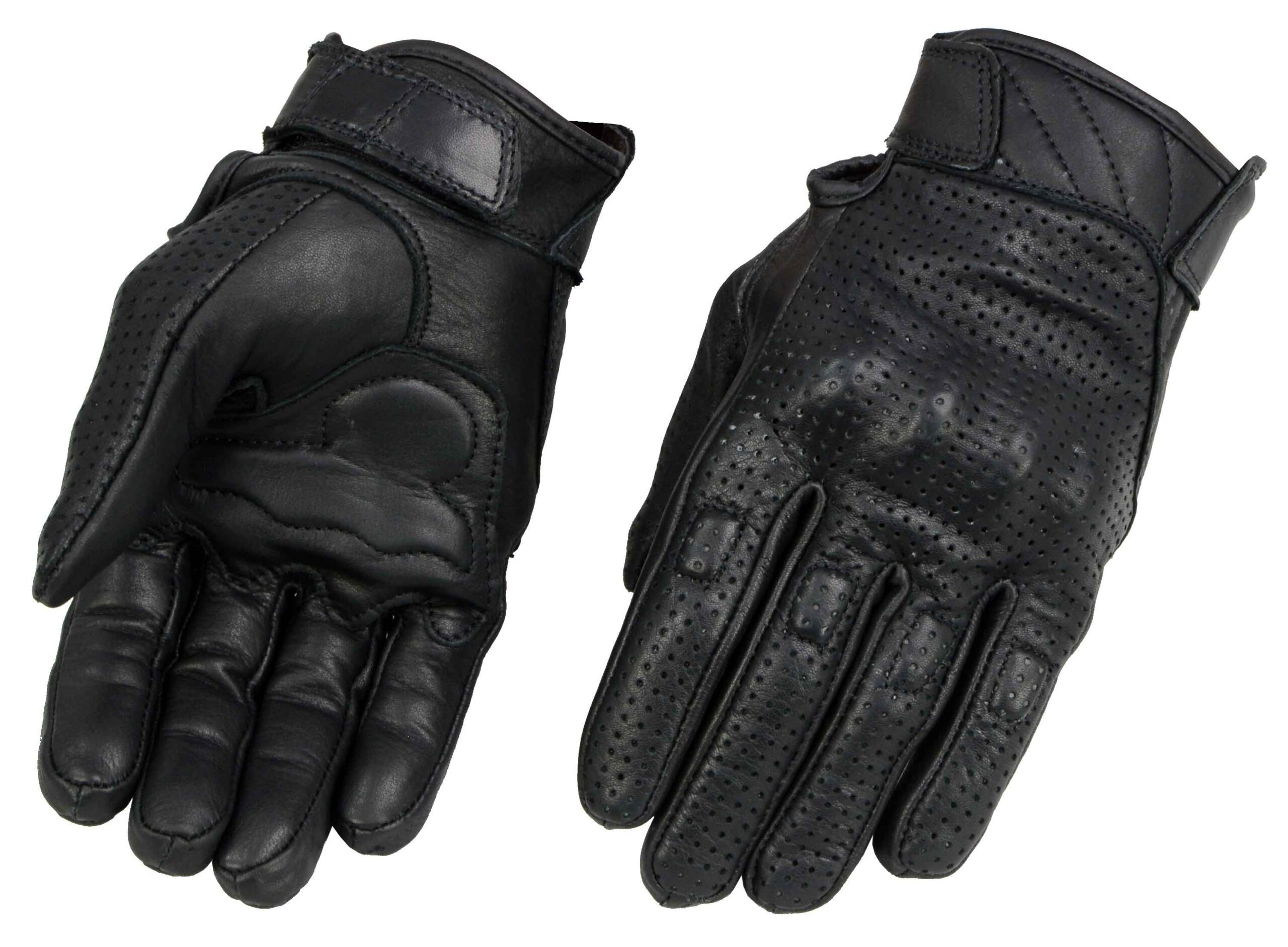 Milwaukee Leather MG7500 Men’s Black Perforated Leather Gel Padded Palm Motorcycle Hand Gloves W/ ‘Rubberized Hard Knuckle’ For Protection