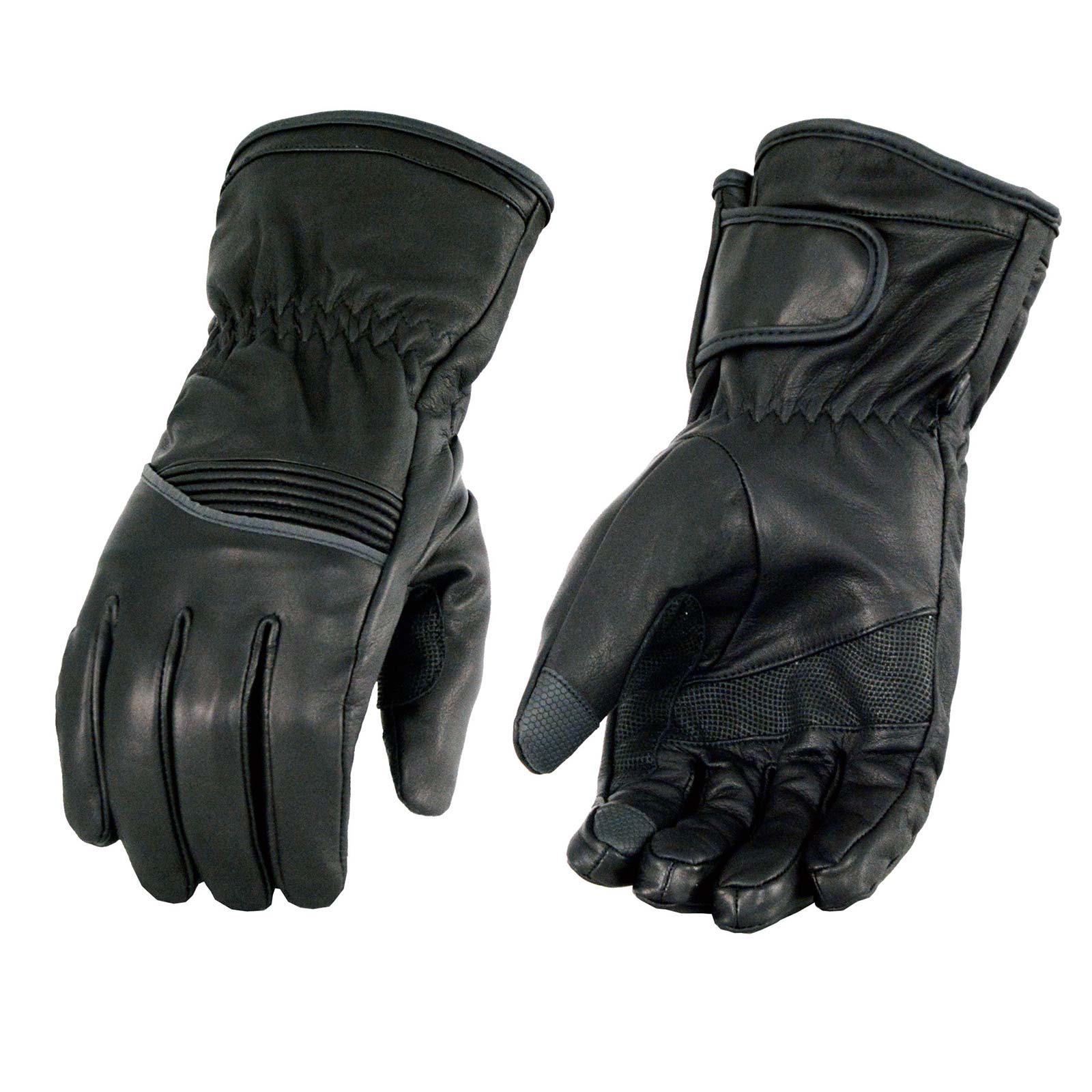 Milwaukee Leather MG7551 Men’s Black Cowhide Leather Gauntlet Motorcycle Hand Gloves W/ i-Touch Screen and Waterproof
