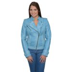 Milwaukee Leather Women’s Maiden Aqua Premium Sheepskin Motorcycle Fashion Leather Jacket with Studs SFL2840 - Image 5