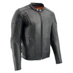Milwaukee Leather ML1010 Men’s Side Lace Vented Black Leather Scooter Jacket