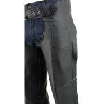 Milwaukee Leather Men’s Black Premium Leather Fully Lined Motorcycle Chaps w/ Front Coin Pocket ML1115 - Image 7