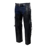 Milwaukee Leather ML1121N Men’s Black Classic ‘Braided’ Fringed Motorcycle Leather Chaps - Image 7