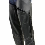 Milwaukee Leather ML1144 Men’s Black Premium Leather Vented Motorcycle Rider Chaps w/ Reflective Piping - Image 11