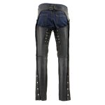 Milwaukee Leather Chaps for Women Black Premium Skin – Deep Hip Pockets Back Thigh Laces Motorcycle Chap – SH1173 - Image 2