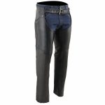Milwaukee Leather Women’s Black Premium Leather Motorcycle Rider Chaps w/ Deep Hip Pockets/Back Thigh Laces-ML1173