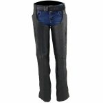 Milwaukee Leather Women’s Classic Black Premium Leather Motorcycle Chaps w/ Black Wing Embroidery-ML1179 - Image 5