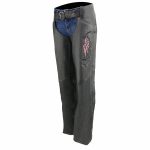 Milwaukee Leather Women’s Classic Black Premium Leather Motorcycle Chaps w/ Pink Wing Embroidery-ML1179 - Image 5