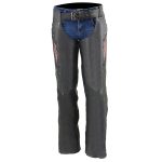 Milwaukee Leather Women’s Classic Black Premium Leather Motorcycle Chaps w/ Pink Wing Embroidery-ML1179 - Image 6
