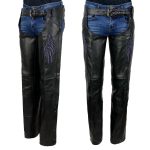 Milwaukee Leather ML1180 Women’s Black Leather Chaps with Reflective Wing Detail - Image 2