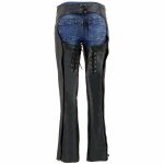 Milwaukee Leather Chaps for Women Black Low-Rise Waist- Double Buckle Reflective Embroidery Motorcycle Chap- ML1187 - Image 2