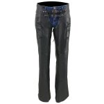Milwaukee Leather Chaps for Women Black Low-Rise Waist- Double Buckle Reflective Embroidery Motorcycle Chap- ML1187 - Image 8