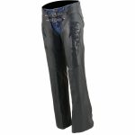 Milwaukee Leather Chaps for Women Black Low-Rise Waist- Double Buckle Reflective Embroidery Motorcycle Chap- ML1187 - Image 7