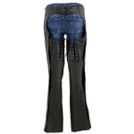 Milwaukee Leather Chaps for Women Black and Purple Low-Rise Waist- Double Buckle Reflective Embroidery Motorcycle Chap- ML1187 - Image 4