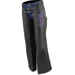 Milwaukee Leather Chaps for Women Black and Purple Low-Rise Waist- Double Buckle Reflective Embroidery Motorcycle Chap- ML1187 - Image 9