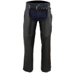 Milwaukee Leather Men’s Black Premium Leather Motorcycle Rider Chaps w/ Thigh Pocket and Mesh Liner-ML1190 - Image 5
