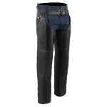 Milwaukee Leather Men’s Black Premium Leather Snap Out Thermal Lined Motorcycle Rider Chaps- ML1191