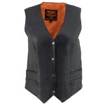 Milwaukee Leather ML1253 Women’s Black Premium Leather Motorcycle Rider Vest w/ Snap Button Closure - Image 8