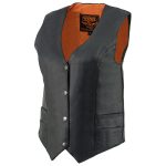 Milwaukee Leather ML1253 Women’s Black Premium Leather Motorcycle Rider Vest w/ Snap Button Closure - Image 6