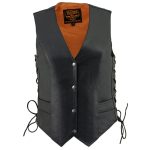 Milwaukee Leather ML1254 Women’s Black Premium Leather Side Lace Motorcycle Rider Vest w/ Milwaukee Leather Logo Snaps Closure - Image 13