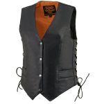 Milwaukee Leather ML1254 Women’s Black Premium Leather Side Lace Motorcycle Rider Vest w/ Milwaukee Leather Logo Snaps Closure - Image 11