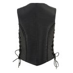 Milwaukee Leather ML1255 Women’s Black Braided Premium Leather Side Lace Motorcycle Rider Vest - Image 2