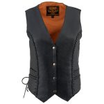 Milwaukee Leather ML1255 Women’s Black Braided Premium Leather Side Lace Motorcycle Rider Vest - Image 8