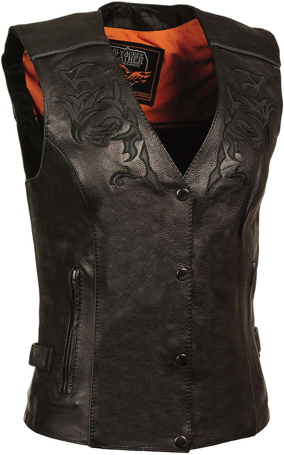 Milwaukee Leather ML1293 Women’s Black ‘Wing Studded’ Leather Vest