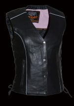 Milwaukee Leather ML1293 Women’s Black and Pink ‘Wing Studded’ Leather Vest - Image 4