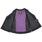 Milwaukee Leather ML1296 Women’s Black/Purple Leather Side Laced Motorcycle Vest w/ Reflective Tribal - Image 4